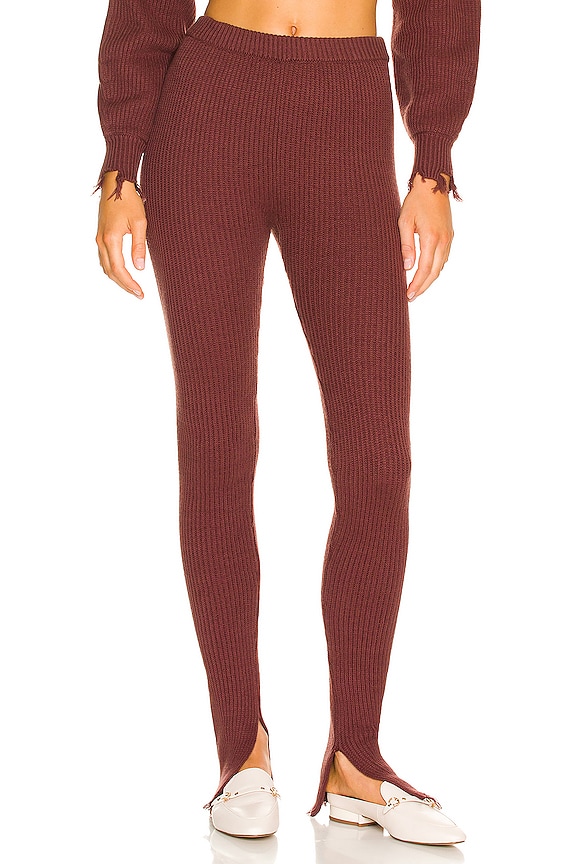 view 1 of 4 Dion Distressed Knit Legging in Umber Brown