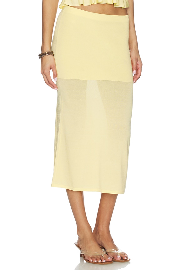 view 2 of 6 Delia Knit Midi Skirt in Light Yellow
