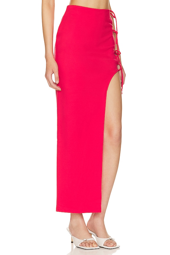 view 2 of 5 Penrose Asymmetric Skirt in Lipstick Red