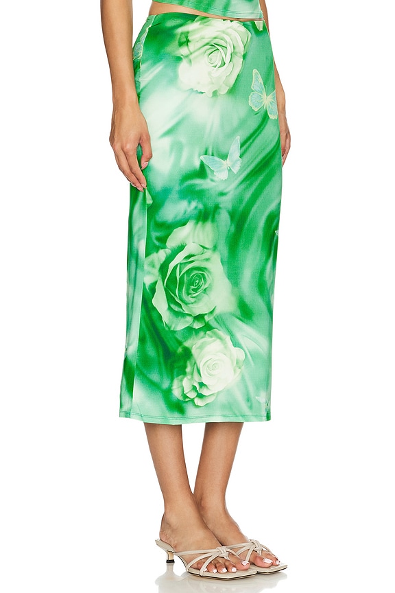 view 2 of 4 Zura Midi Skirt in Green Rose Swirl