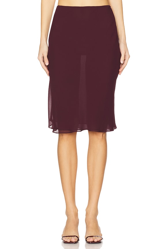 view 1 of 6 Mischa Midi Skirt in Wine Red