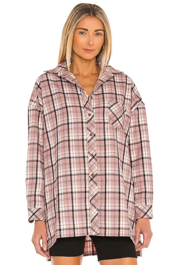 view 2 of 5 TOP OVERSIZED GELA in Pink Plaid