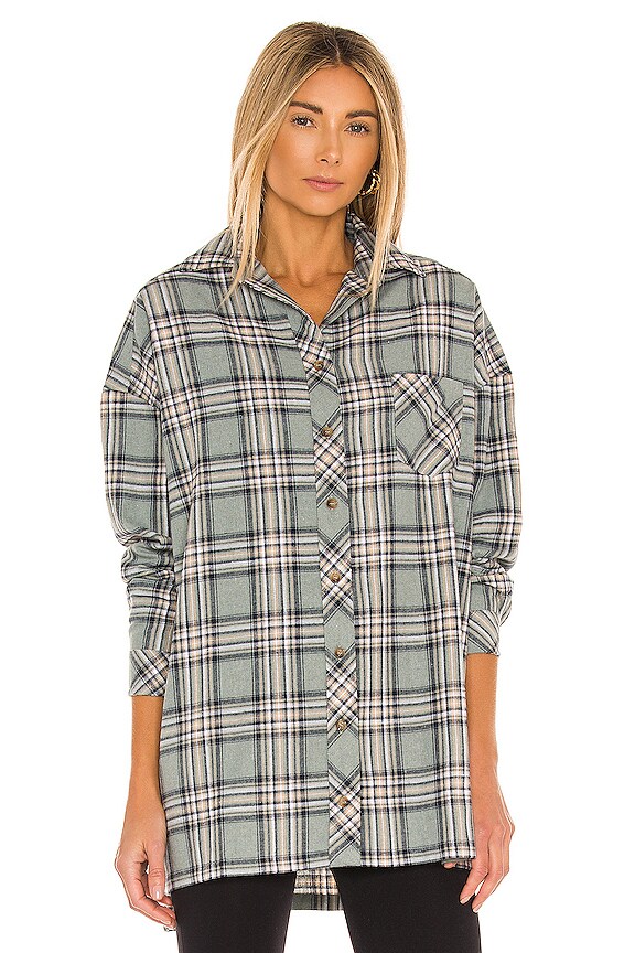 view 2 of 5 Gela Oversized Top in Sage Plaid