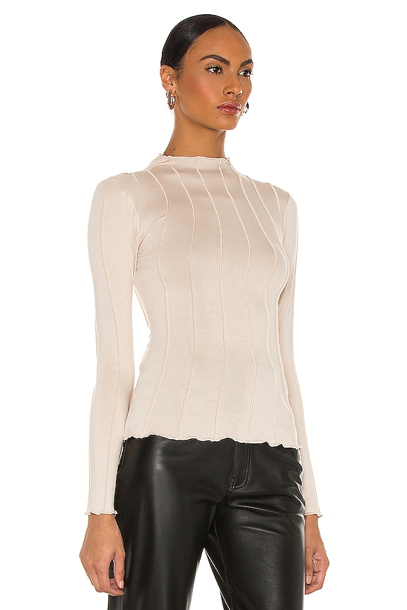 view 2 of 4 Seamed Long Sleeve Top in Beige