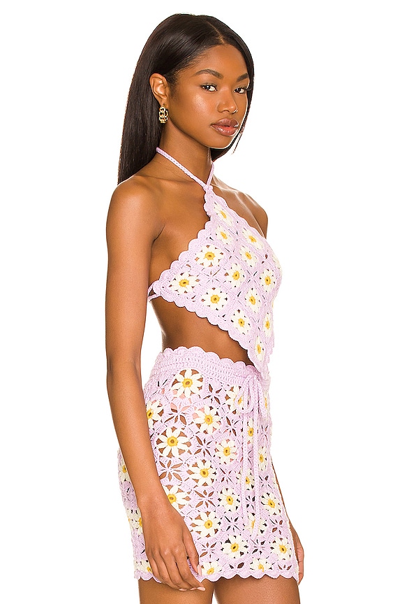 view 2 of 4 Delilah Wildflower Crochet Top in Purple & Yellow