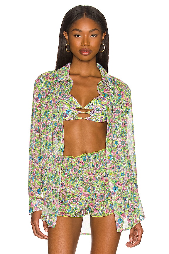 view 2 of 5 CAMISA GROOVY in Lime Hippy Floral