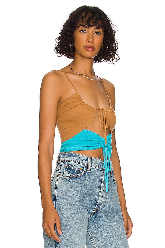 view 2 of 4 Mabel Ruched Knit Top in Chocolate & Blue