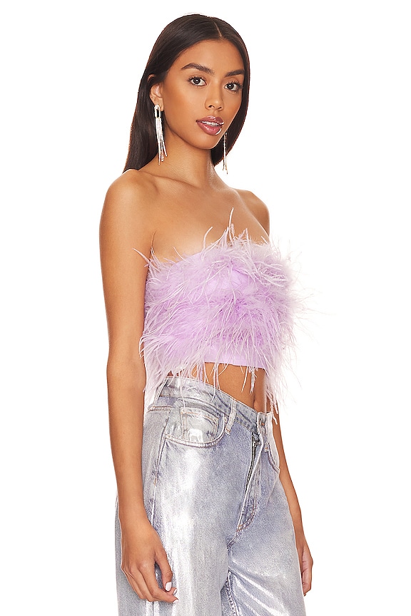 view 2 of 4 Lovers + Friends Marianne Feather Crop Top in Lavender