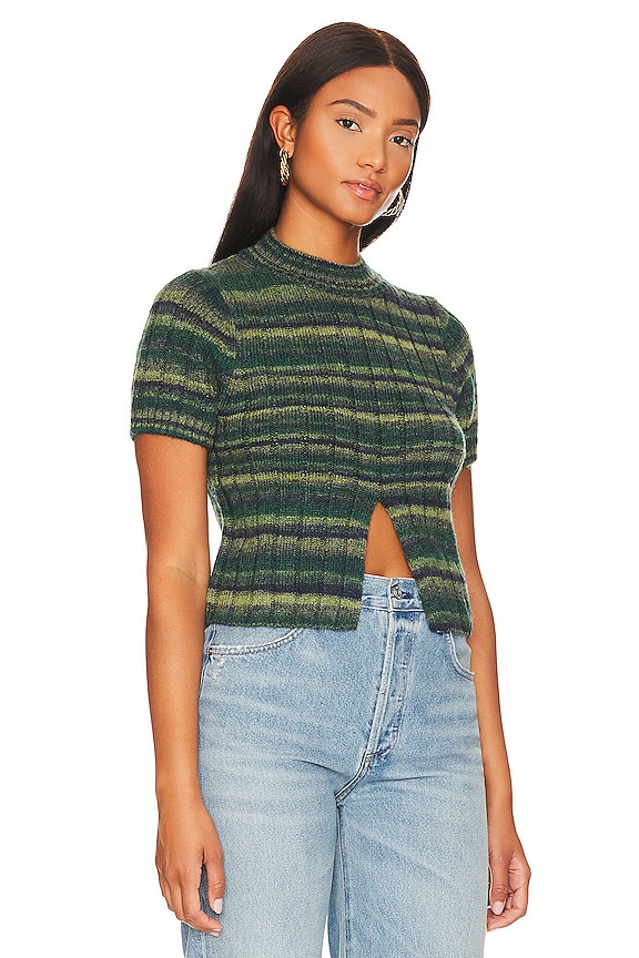 view 2 of 4 Lovers + Friends Farai Cropped Split Top in Green Space dye