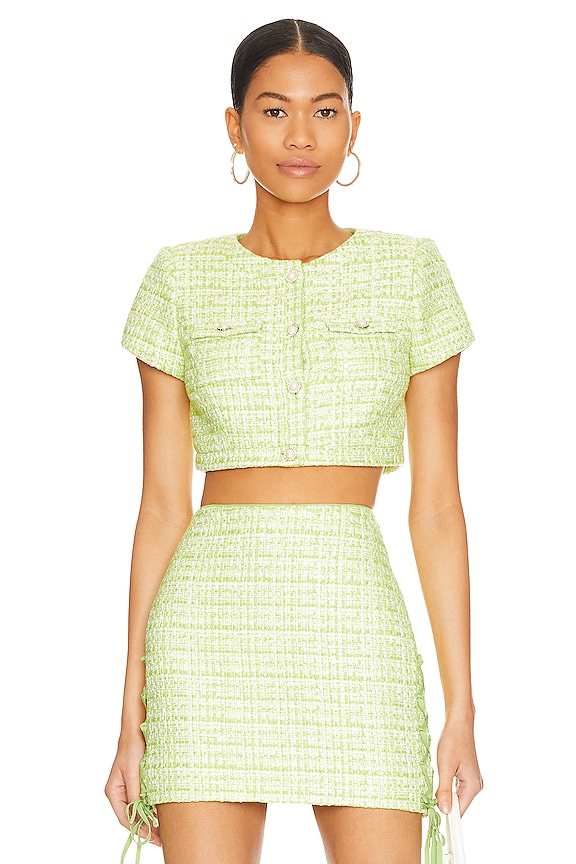 view 2 of 5 Tai Cropped Top in Lime Green Tweed