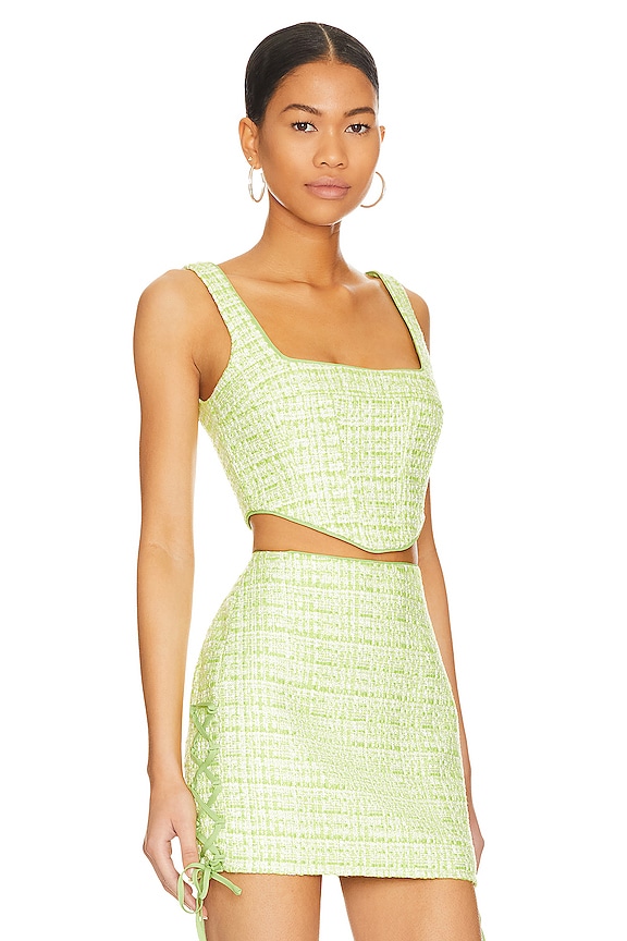 view 2 of 4 Avignon Bustier Top in Lime Green Tweed