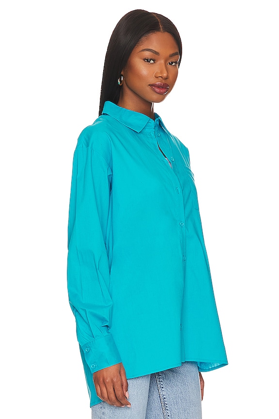 view 2 of 4 Myers Button Down Top in Turquoise Blue