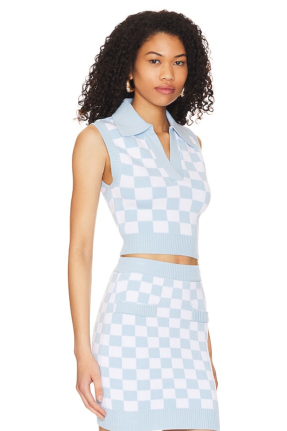 view 2 of 4 Eliada Checkered Top in Blue & White