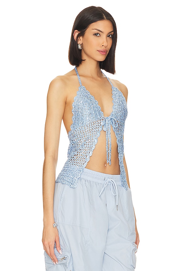 view 2 of 5 Arian Halter Tie Top in Periwinkle Blue