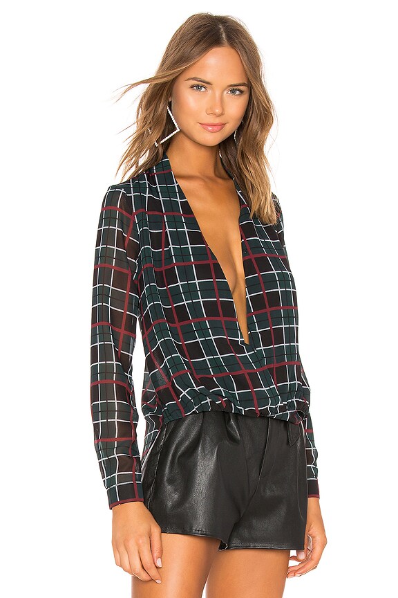 view 2 of 4 Get Down Blouse in Plaid in Green Plaid