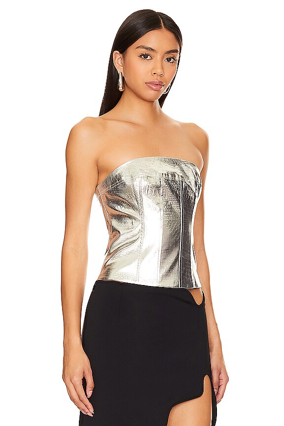 view 2 of 4 Mercury Faux Leather Top in Silver