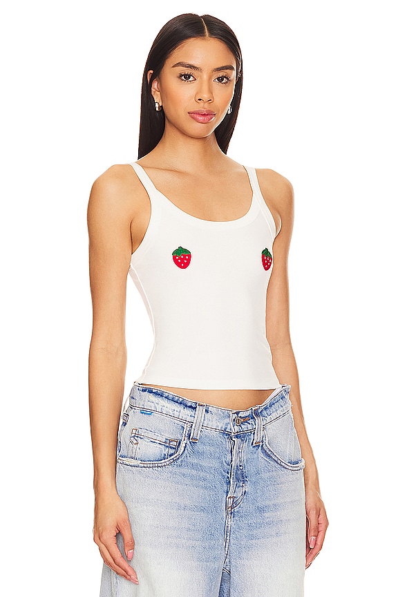 view 2 of 4 Strawberry Tank Top in White