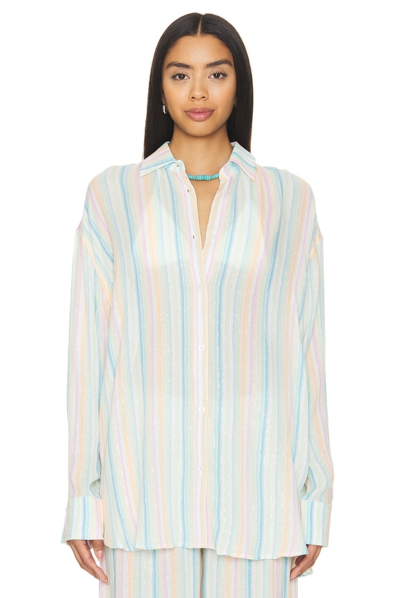 view 2 of 6 Catalina Button Down Shirt in Rainbow Stripe Multi