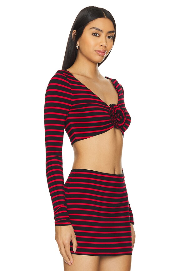 view 2 of 5 Top Carmen in Black & Red Stripe