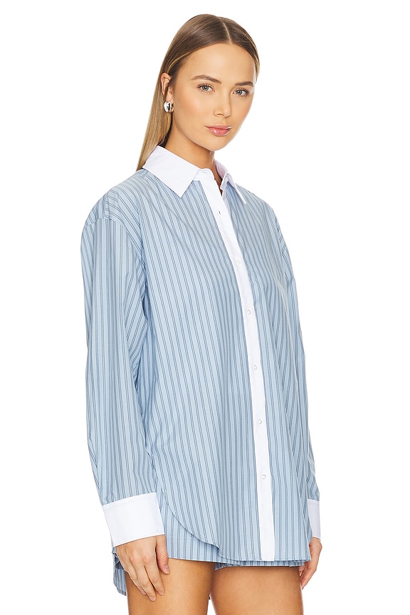 view 2 of 5 Alice Oversized Top in Sky Blue & White