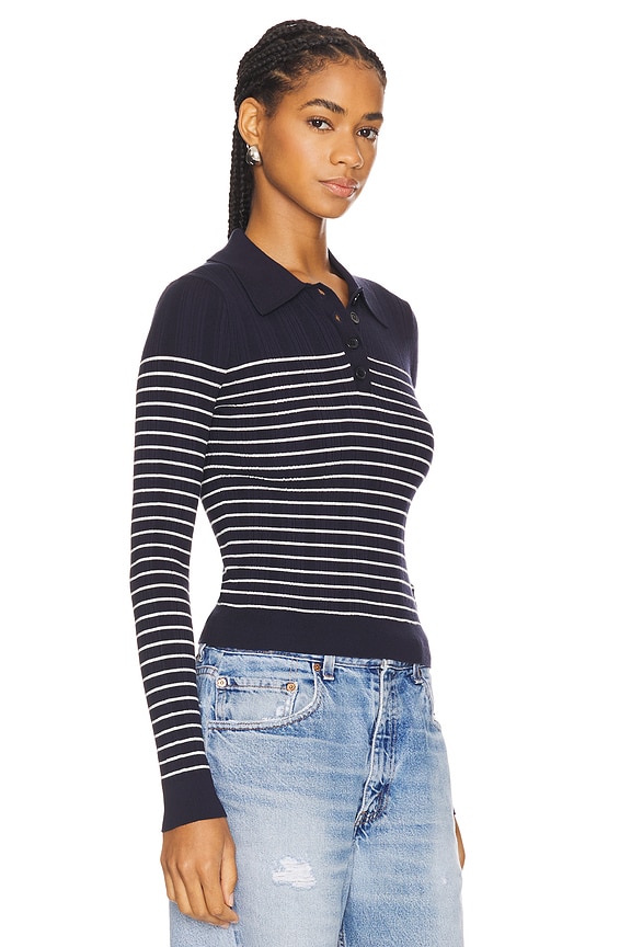 view 2 of 4 Camelia Stripe Polo in Navy & Ivory