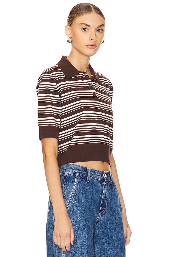 view 2 of 5 Sheeva Stripe Polo in Brown & Ivory