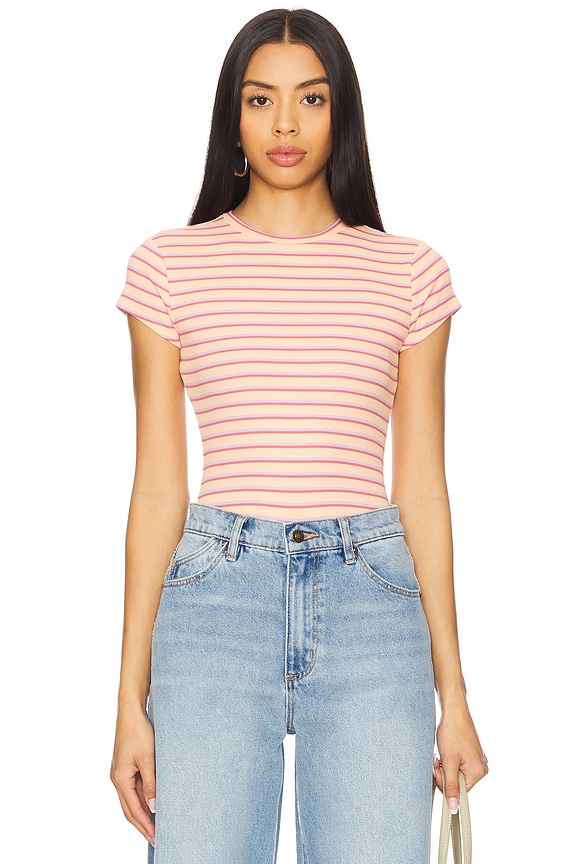 view 1 of 5 Madelyn Tee in Orange Multi Stripe