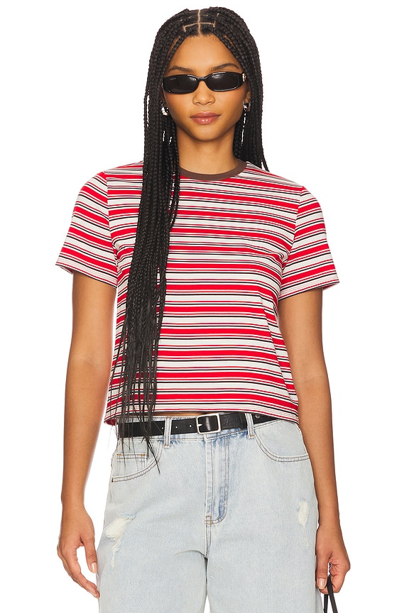 view 1 of 5 Liana Tee in Red Multi Stripe