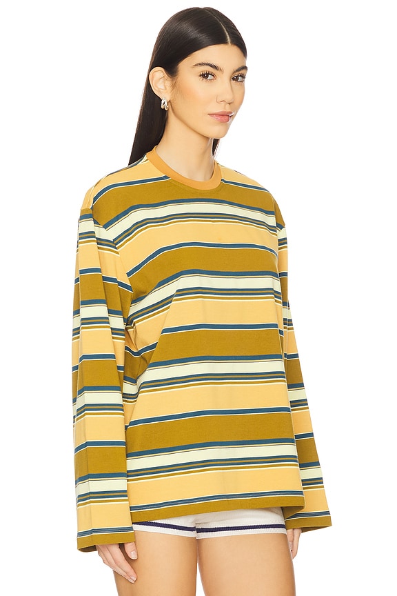 view 2 of 4 ELLA トップ in Moss Green Stripe