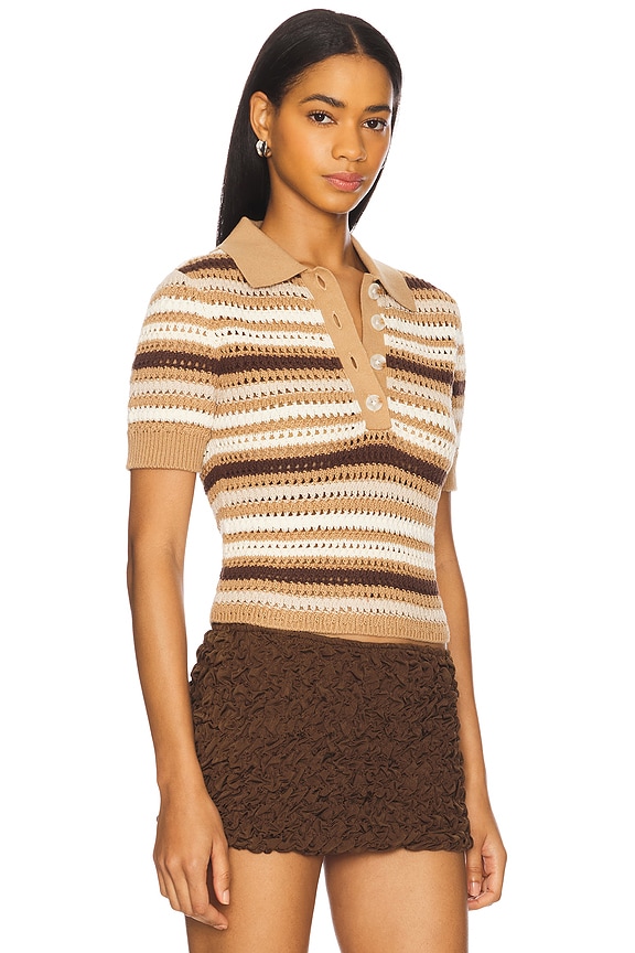 view 2 of 4 Lucia Polo Top in Brown Multi