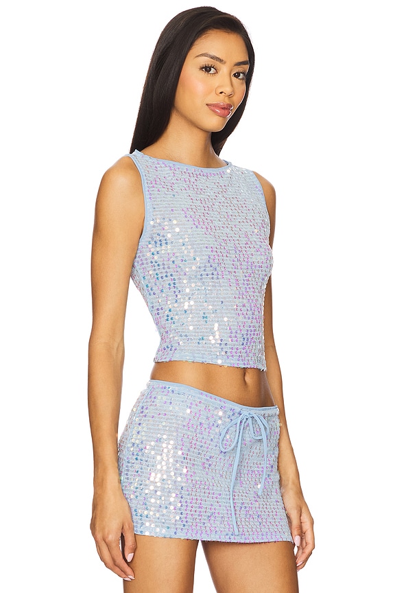 view 2 of 5 Erin Sequin Top in Light Blue Sequin