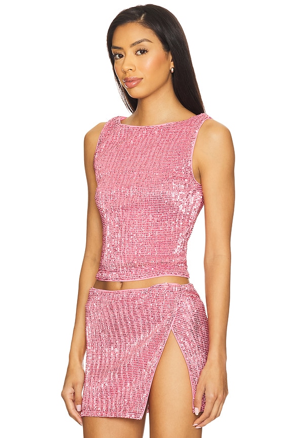 view 2 of 5 Selma Top in Light Pink Sequin