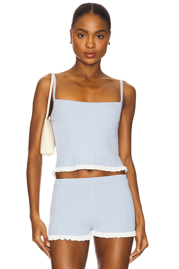 view 1 of 4 Marna Rib Tank in Light Blue