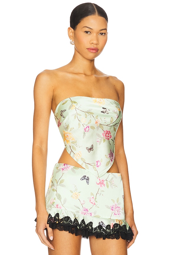 view 2 of 4 Meaux Scarf Top in Green Floral Multi