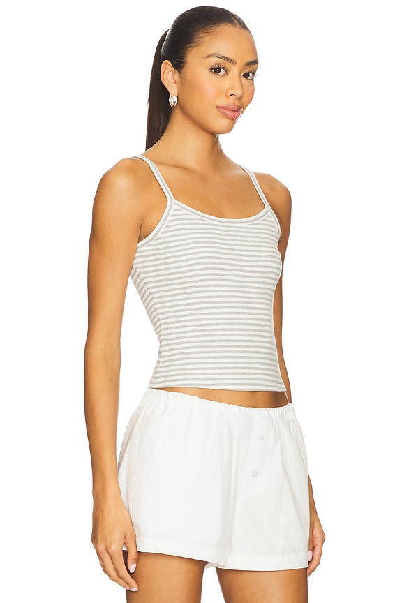 view 2 of 4 Lucy Tank Top in Grey & White Stripe
