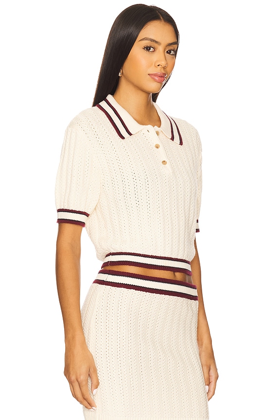 view 2 of 4 Remy Pointelle Polo Top in Cream Multi