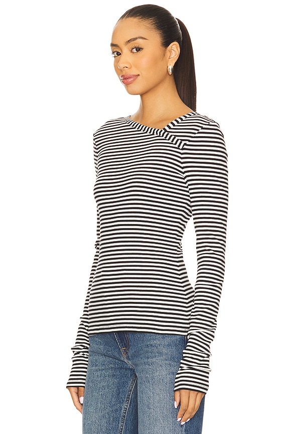 view 2 of 5 Stevie Top in Black & White Stripe