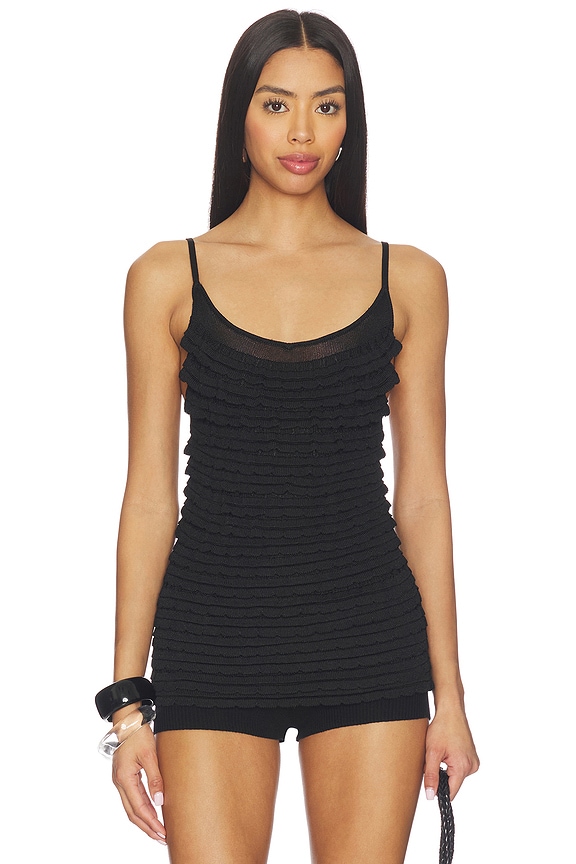 view 1 of 4 Oliviyah Wavy Knit Tank in Black