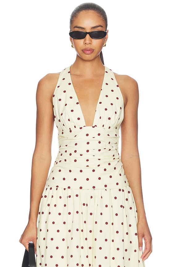 view 1 of 4 Deven Top in Yellow Brown Dot