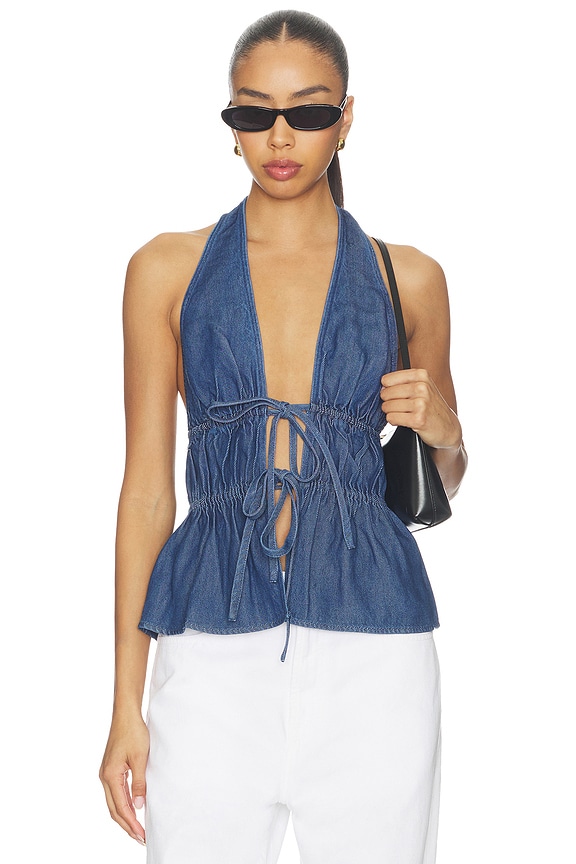 view 1 of 4 Juni Top in Dark Wash Denim