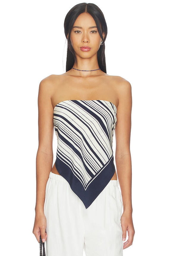 view 1 of 4 Carmen Scarf Top in Navy & Ivory