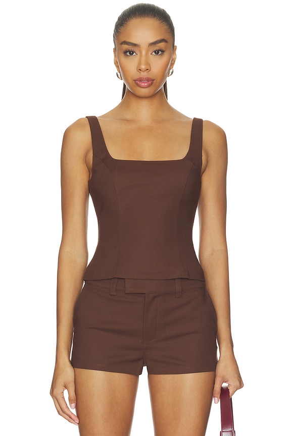 view 1 of 4 Lucia Top in Chocolate Brown