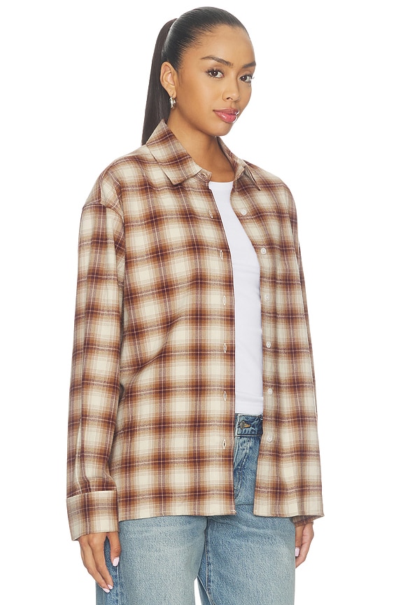 view 2 of 5 Samira Flannel Top in Brown Plaid