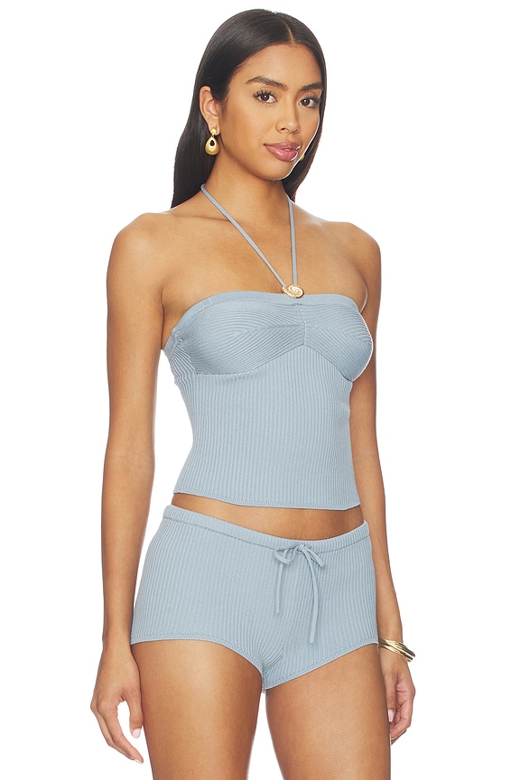 view 2 of 5 Shelbi Halter Top in Dusty Blue