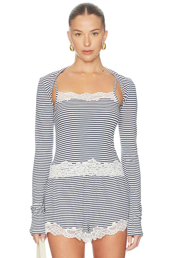 view 1 of 5 Remi Bolero in Navy & White Stripe