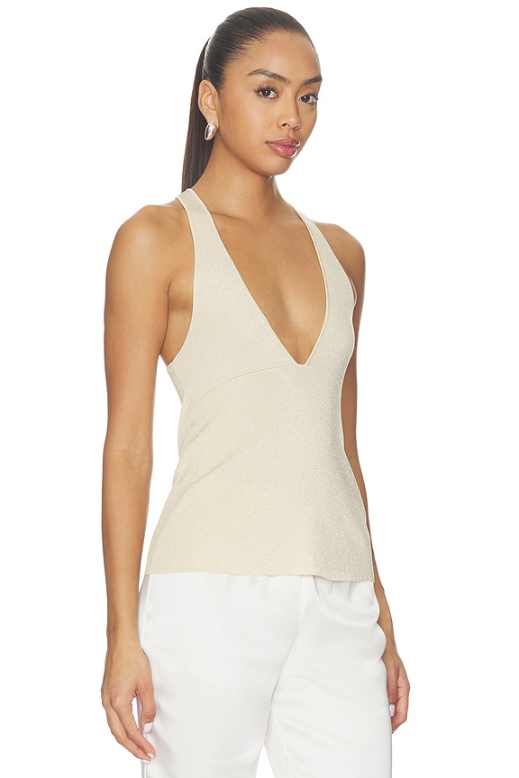 view 2 of 4 Rosanna Metallic V Neck Top in Champagne