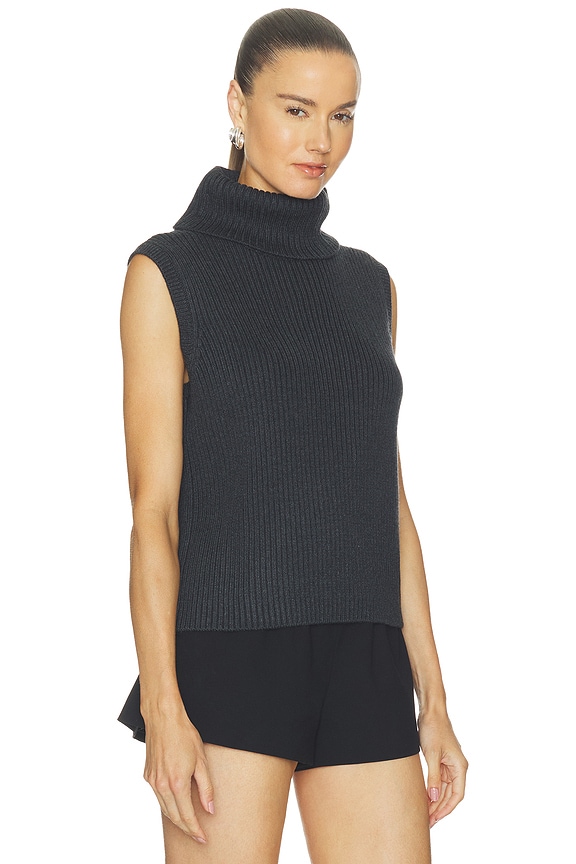 view 2 of 4 Keris Turtle Neck Vest in Charcoal Grey