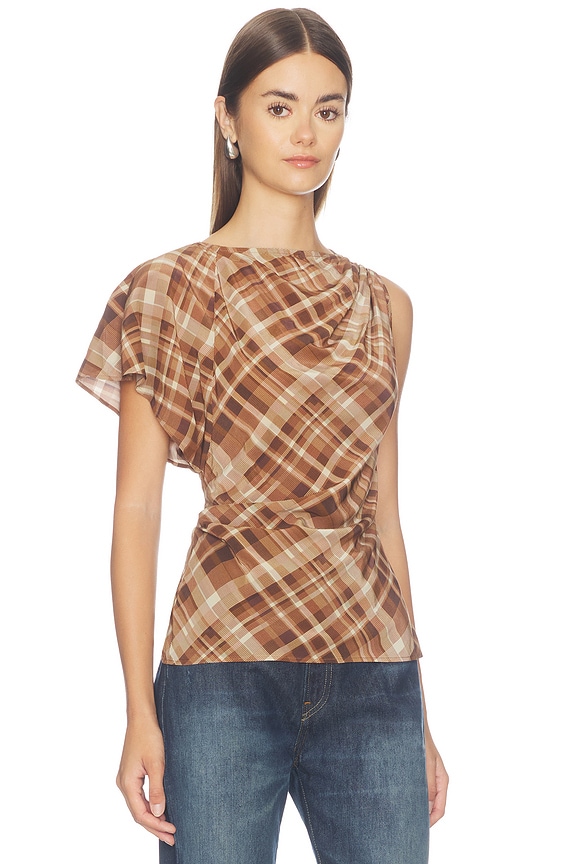 view 2 of 5 Lisette Top in Brown Plaid