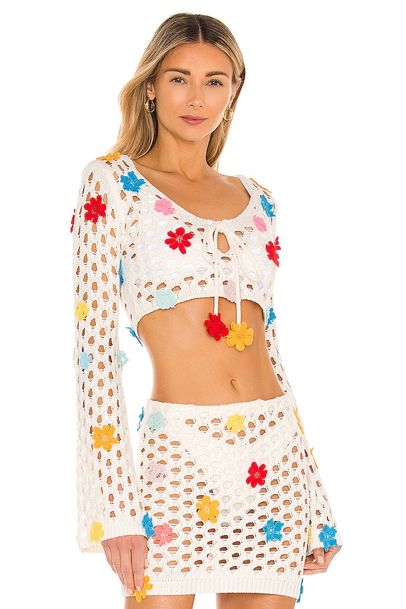 view 2 of 4 Flower Power Top in White