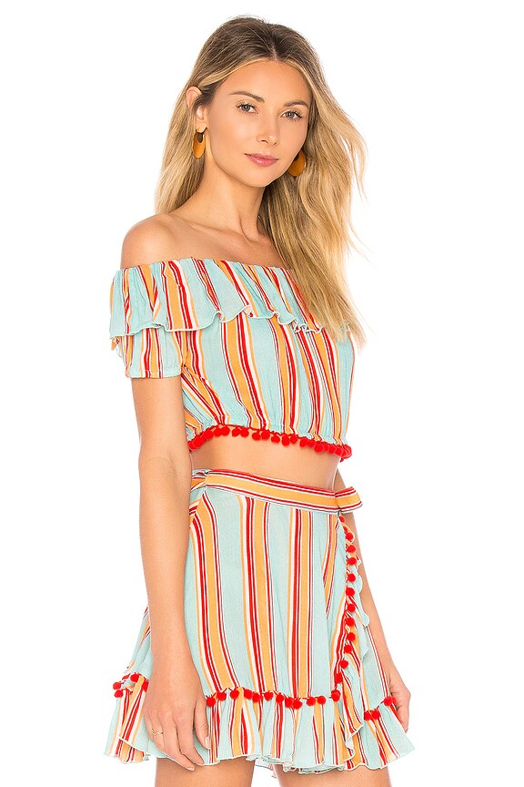 view 2 of 4 TOP CORTO HOMBROS DESCUBIERTOS ALICIA in Boardwalk Stripe